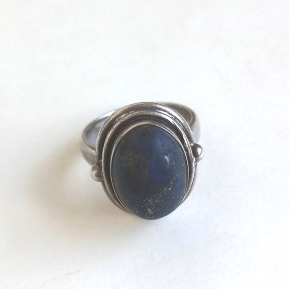 Vintage 925 Sterling Silver Ring W Blue Lapis Lazuli Gemstone 6 - Picture 3 of 16